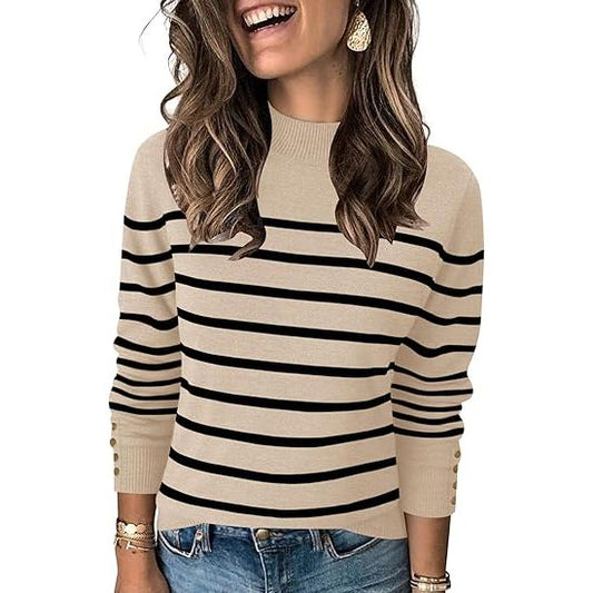 Women's Mock Neck Long Sleeve Knit Sweater