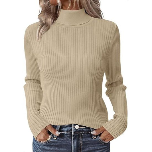 Women's Slim-Fit Ribbed Turtleneck Pullover Sweater